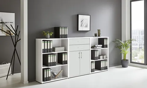 BMG Möbel Regalwand Office Edition Set 14, Weiß Matt