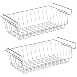WENKO Regaleinhängekorb 2er Set - Praktische Aufbewahrungslösung für Küche und Bad, elegantes Silber-Design und zusätzlicher Stauraum dank einfacher Montage.