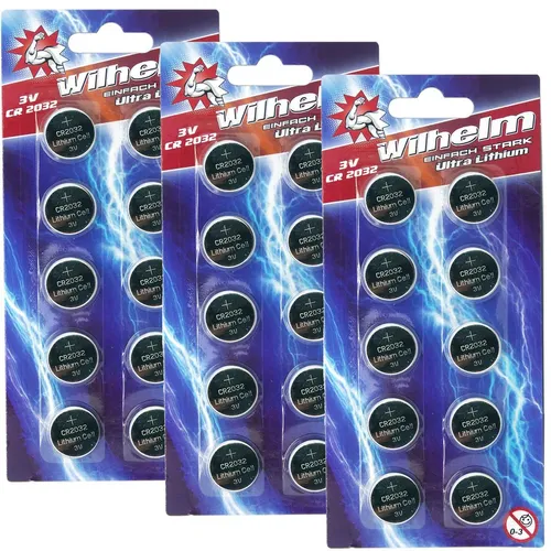 Wilhelm CR2032 Knopfzelle Batterie Blister LIthium Neu 30 x