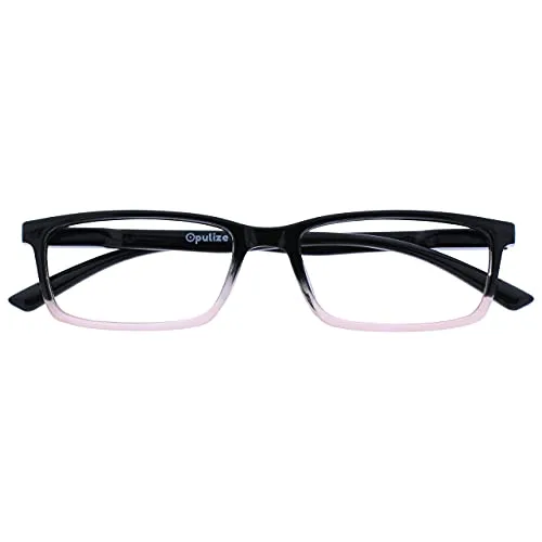 OPULIZE SEE Blaulichtfilter Lesebrille für Damen Herren, Blendfreie UV400-Schutz Federscharnier Anti-Müdigkeit, Rechteckiger Rahmen, Computerbrillen Gaming, Rosa +2,00