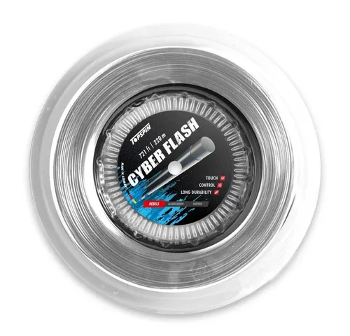 Top Spin Tennissaite Cyber Flash 220m Rolle - Tennissaiten mit optimaler Haltbarkeit und Power, aus strukturoptimiertem PETP für höchste Kontrolle und Leistung auf dem Platz.