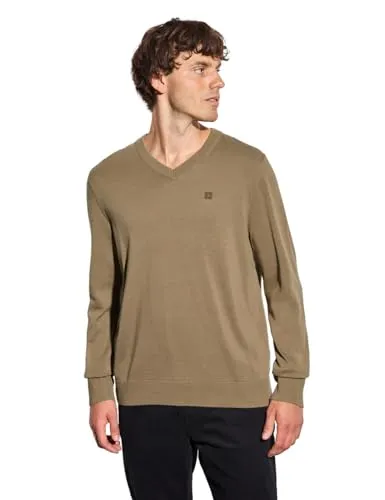 Street One MEN Basic V-Neck Strickpullover Dull Brown L