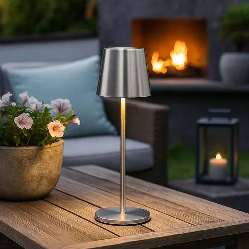 Tischleuchte Tischlampe Außenlampe Balkonleuchte Touchdimmer CCT LED H 28 cm