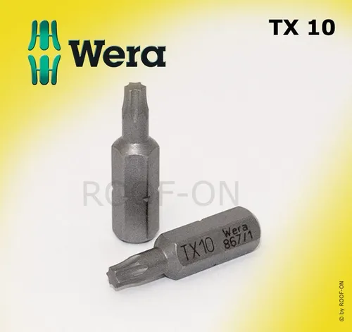 10x WERA BIT TX10, 867/1 Z TORX Bits, 1/4