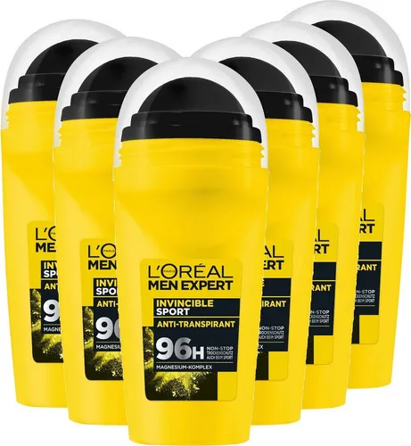 L'ORÉAL PARIS MEN EXPERT Deo-Roller Invincible Sport 6er Pack - Der Invincible Sport Deo Roll-on bietet bis zu 96 Stunden Schutz vor Körpergeruch. Mit einer hautfreundlichen Formel ist er ideal für alle Hauttypen und sorgt für zuverlässigen Schutz, auch während sportlicher Aktivitäten.