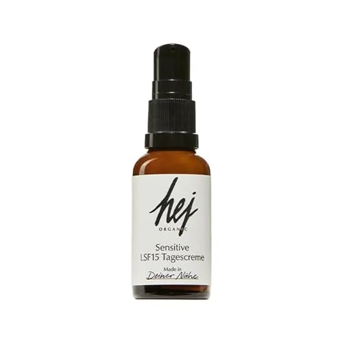 Sensitive LSF15 Tagescreme (30 ml) Sanfte Pflege mit Hanföl, reguliert den Feuchtigkeitsgehalt der Haut, wirkt antibakteriell, entzündungshemmend & beruhigend, Naturkosmetik, 100% vegan | HEJ ORGANIC