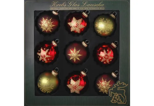 Krebs Glas Lauscha Weihnachtsbaumkugeln Waldfarben 9-tlg. 8cm