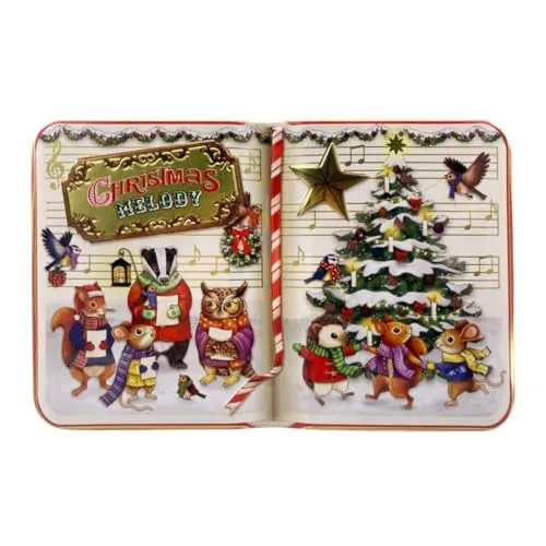 MediMuc Buchdose Xmas Melody kleine Aufbewahrungsdose, Keksdose, Blechdose