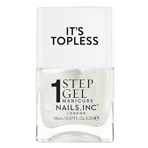 Nails Inc Topless Sydney (weißer Schimmer) – Gel-Nagellack ohne UV – 1-Schritt-Maniküre mit ca. 8 Tagen Halt – Schnelltrocknend, vegan & 21-free – Für Kinder & Erwachsene – ohne Base Coat & Top Coat