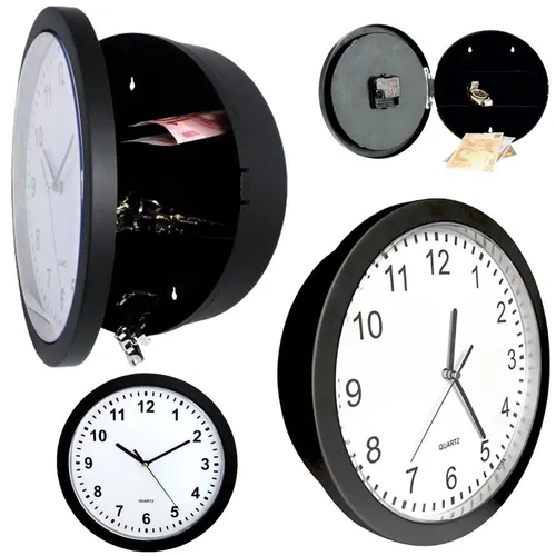 Tresor Wanduhr schwarz Geheimversteck Uhr Safe Wall Clock Uhrensafe Wandsafe Box