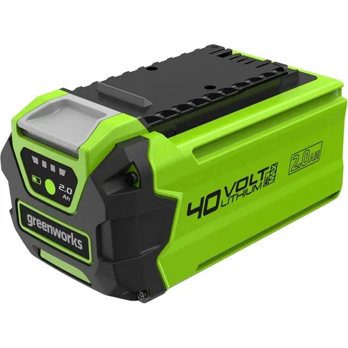 Greenworks 40V Akku - 2Ah Lithium-Ionen Akku für Gartenwerkzeuge - Ladegerät für Greenworks 40V Geräte, bietet schnelle Ladung in 30-60 Minuten und hat eine 3-stufige LED-Anzeige für den Ladestand.