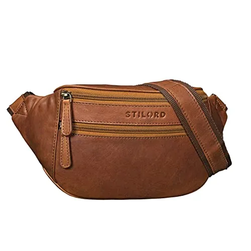 STILORD 'Marian' Gürteltasche aus Echtleder - Mode-Hüfttaschen | Zeitlose Unisex Bauchtasche aus hochwertigem Rindleder mit drei Reißverschlussfächern für optimale Organisation und einen stilvollen Auftritt bei Freizeit, Reisen und Festivals.