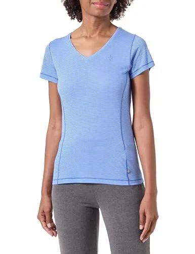 Fjällräven Damen Abisko Cool T-Shirt Ultramarine, L - T-Shirt für Damen aus kühlem Funktionsmaterial mit V-Ausschnitt, ideal für warme Tage. Hergestellt aus nachhaltigen Materialien wie Lyocell und Bio-Baumwolle.