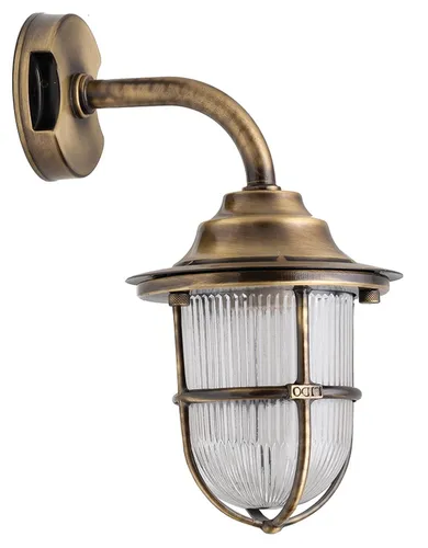 Außenleuchte Messing Riffelglas IP64 - Maritim inspirierte Wandlampe - Decken- & Wandleuchten, wetterfest mit IP64 Schutz für Garten und Terrasse, stilvolles Design aus antikem Messing und Riffelglas