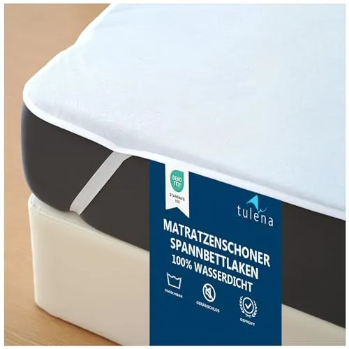 TULENA Matratzenschoner 120x200 cm aus Frottee – Wasserdicht & Atmungsaktiv – Mit Elastisch Eckbändern – Weicher, Geräuschloser Matratzenschutz – Waschbar, Oeko-TEX Zertifiziert