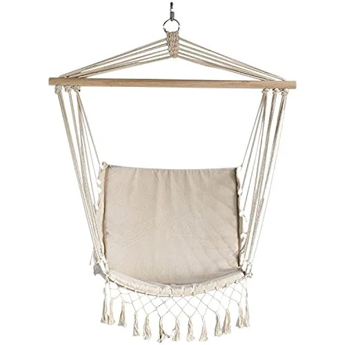 Habeig Hängesessel beige Hängestuhl Hängeschaukel - bis 140 kg belastbar