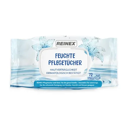 Reinex Hautpflegetücher Regina 72 Stück Feuchttücher mit Aloe Vera und Kamille, dermatologisch bestätigt 1267