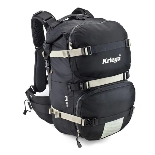 Kriega R30 Rucksack wasserdicht - Schwarz - Wasserdichter Rucksack mit 30 Liter Kapazität, ideal für Motorradabenteuer. Das innovative QuadlocTM-Gurtsystem sorgt für höchsten Tragekomfort und optimale Anpassung.