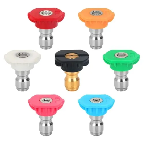 TRKETK 7 Stück Sprühdüsen Spitzen Druckdüse, 1/4 Schnell Anschluss schwenkbarer Kupplung Schnellspritze der Unterlegscheibe Hochdruckdüse für Die Autoreinigung und Den Garten Verwendet