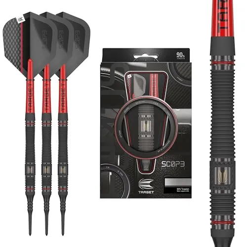 Produktbild Target Darts Scope Softdarts, 90% Tungsten Dart-Set, Barrel 11-21G | Rote & Schwarze, Dart-Set mit Pixel-Spitzen, Elektronische Darts, Softdarts