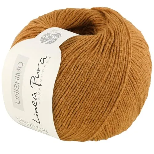LANA GROSSA Linissimo | Leichtes, locker verzwirntes Baumwoll-Leinengarn | Handstrickgarn aus 50% Baumwolle & 50% Leinen | 50g Wolle zum Stricken & Häkeln | 187m Garn FB18