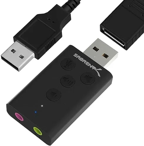 SABRENT Aluminum USB Externe Soundkarte, USB auf Klinke 3,5mm, Kopfhörer auf Klinke, Audio zu USB Adapter (AU-DDAB)