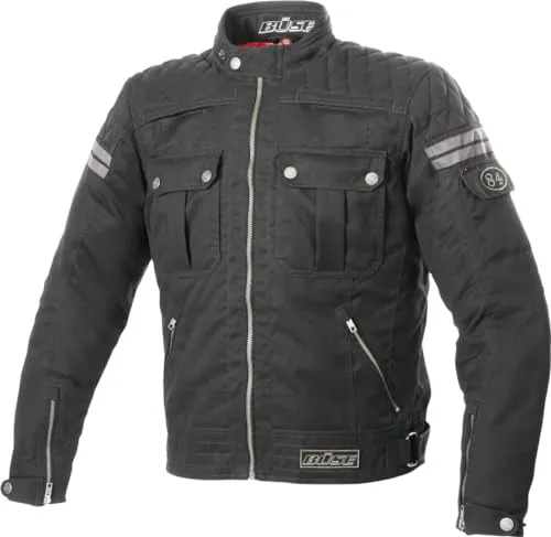 Büse Blackpool Motorrad Textiljacke, Schwarz, Größe 58 für Männer - Motorradjacke aus winddichtem und wasserabweisendem Polyester-Twillgewebe, ideal für Fahrten bei jedem Wetter, mit atmungsaktivem Netzinnenfutter.