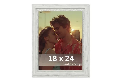 Victor (Zenith) Bilderrahmen Boho, Bilderrahmen Weiß 18x24 cm, Bilderrahmen Vintage, Landhaus