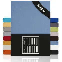 STUDIO Spannbettlaken Frottee, viele Größen, Baumwolle, weich & kuschelig, OEKO-TEX 100, Baumwolle, Frottee, Gummizug: rundum, (1 Stück), 140x200 cm Bettlaken Spannbetttuch bis 25 cm Höhe - Mittelblau blau 140 cm x 200 cm