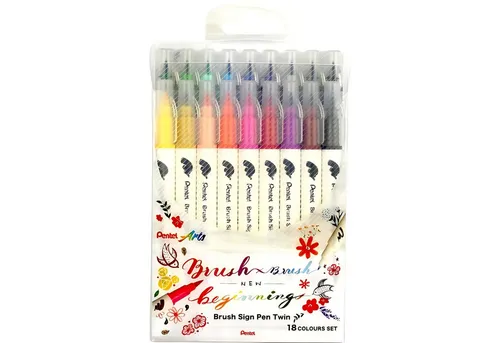 PENTEL Kalligrafie-Stift BrushSignPenTwin Set - Set mit zwei Kalligrafie-Stiften für kreative Designs, ideal für Kunst und Handwerk. Perfekt für präzise Schriftzüge und dekorative Akzente.