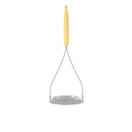 Brabantia TASTY+ Kartoffelstampfer Plus Löffel | 2-in-1-Kartoffelstampfer und Servierlöffel aus Edelstahl | Ergonomischer Griff | Spülmaschinenfest | Honey Yellow