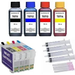 Wiederbefüllbare Tintenpatronen für Epson T0711-T0714 mit Nachfülltinte