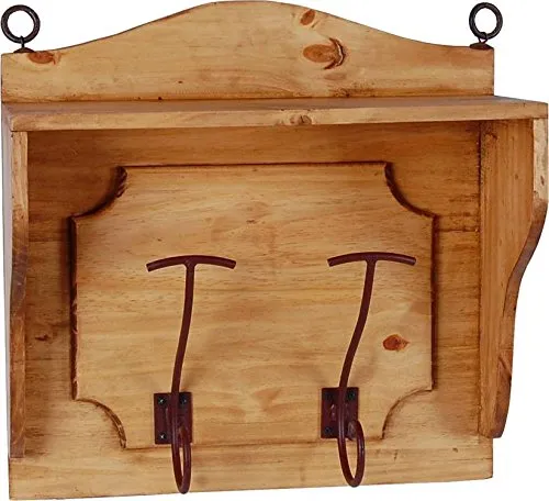 MiaMöbel Garderobenhaken Mexico - Massivholz im Landhausstil - Wandgarderoben aus massivem Pinienholz (50x50x20 cm) im mexikanischen Landhausstil, stabil und langlebig, mit honiggewachster Oberfläche für ein warmes Raumklima.