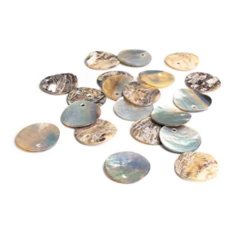 Vintageparts Perlmuttscheiben in naturfarben 15mm 20 Stück zum Schmuck selber basteln