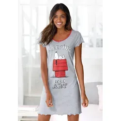 Peanuts Damen Nachthemd - Bequemes Nachthemd mit Snoopy-Frontprint, Babylock-Verarbeitung und Rundhalsausschnitt mit Zierschleife. Ideal für entspannte Nächte, aus trageangenehmer Baumwolle.