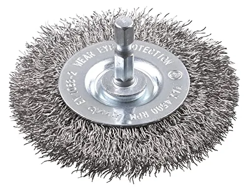 kwb 6098-30 Scheiben-Bürste, grob, Edelstahl-Draht, Ø 75 mm für Metall und Stein, Drahtbürste für Bohr-Maschine inkl. E6.3 Sechskant-Schaft, zum Entrosten, Entzundern, Aufrauen und Reinigen