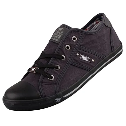 MUSTANG Damen Canvas Sneaker Schwarz/Dunkelgrau, Schuhgröße:EUR 39 - Damen-Sneaker aus hochwertigem Canvas mit komplett textilen Innenschuh, ideal für lässige Outfits und hohen Tragekomfort.