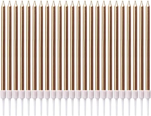 Geburtstag Kuchen Kerzen,24 Stücke Geburtstag Kuchen Kerzen,Lange Kerzen mit Haltern für Hochzeit Party Kuchen Dekorationen