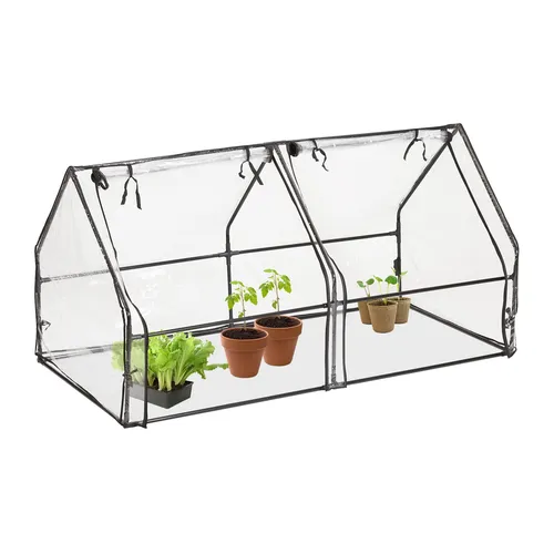 Folienfrühbeet Mini-Gewächshaus mit 2 Türen - Praktisches und tragbares Gewächshaus, ideal für den Garten. Mit einer Breite von 180 cm und einem stabilen Metallrahmen schützt es Ihre Pflanzen effektiv.