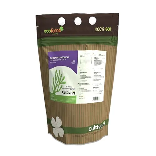 CULTIVERS Gemahlene Diatomeenerde 1 kg, natürlich und ökologisch, ECOCERT-zertifizierter Rohstoff aus fossilen Algen-Sedimenten, hoher Siliziumdioxid-Anteil, mineralisches Pulver