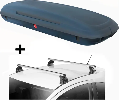 Dachbox VDPCA480 480 Liter carbonlook + Dachträger VDP EVO ALU kompatibel mit Mazda 2 (DE) 3-5 Türer 2007-2015