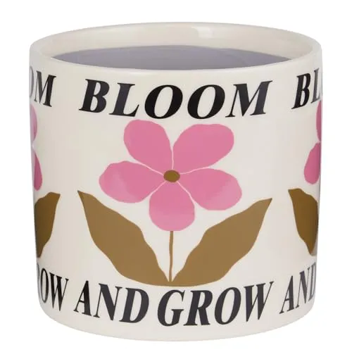 Produktbild BUTLERS Blumenübertopf Ø 17cm Steingut -Bloom & Grow- Übertopf für Zimmerpflanzen | Pflanztopf mit Blumendekor für Fensterbank