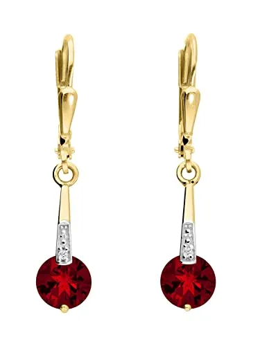 My Gold Granat Ohrhänger - Elegante 333er Gelbgold Ohrringe - Ohrringe für Damen aus echtem 333er Gelbgold (8 Karat) mit handgearbeiteten Granatsteinen, ideal für Allergiker und geliefert im attraktiven Etui mit Zertifikat.