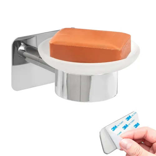 bremermann Bad-Serie LUCENTE TAPE - Seifenschale aus Glas & Edelstahl, verchromt