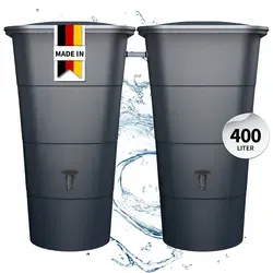 GARANTIA Ibiza Regentonnen-Set eckig 400 Liter Graphite Grey