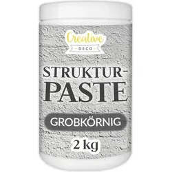 Creative Deco Strukturpaste Grob 2kg | Graue Spachtelmasse für Acrylmalerei | Modellierpaste für Kunstprojekte, Acrylfarbe, DIY, 3D-Effekte, Text... - Grau