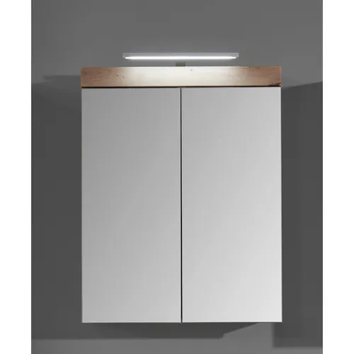 trendteam Spiegelschrank mit Beleuchtung Amanda/Mando Asteiche 60x77 - Moderne Badmöbelsets mit integrierter Beleuchtung für optimalen Komfort und stilvolles Design. Perfekt für Ihr Badezimmer.