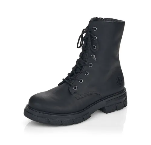 Rieker Damen Biker Boots Z9120 - Halbstiefel in Schwarz, flach und bequem mit Reißverschluss für den perfekten Übergang