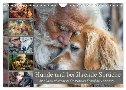 Dirk Meutzner | Hunde und berührende Sprüche Wandkalender 2026 - Kalender mit 12 Monaten voller bezaubernder Hundeillustrationen und inspirierenden Sprüchen, ideal für Tierliebhaber und als Geschenk.