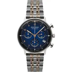 IRON ANNIE 5089MB-3 Bauhaus Damen Uhr - Chronograph mit elegantem bicolorfenem Edelstahlarmband und dunkelblauem Ziffernblatt, ideal für stilbewusste Frauen.